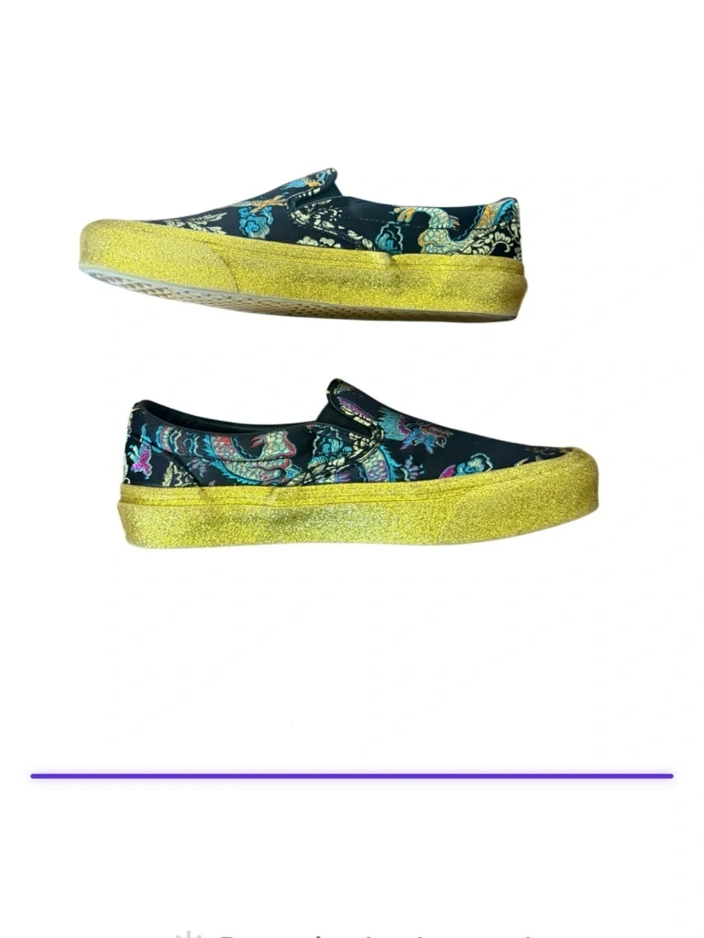 Vans Opening Ceremony x OG Black Slip-On w Gold Glitter Platform -Size 7.5 women